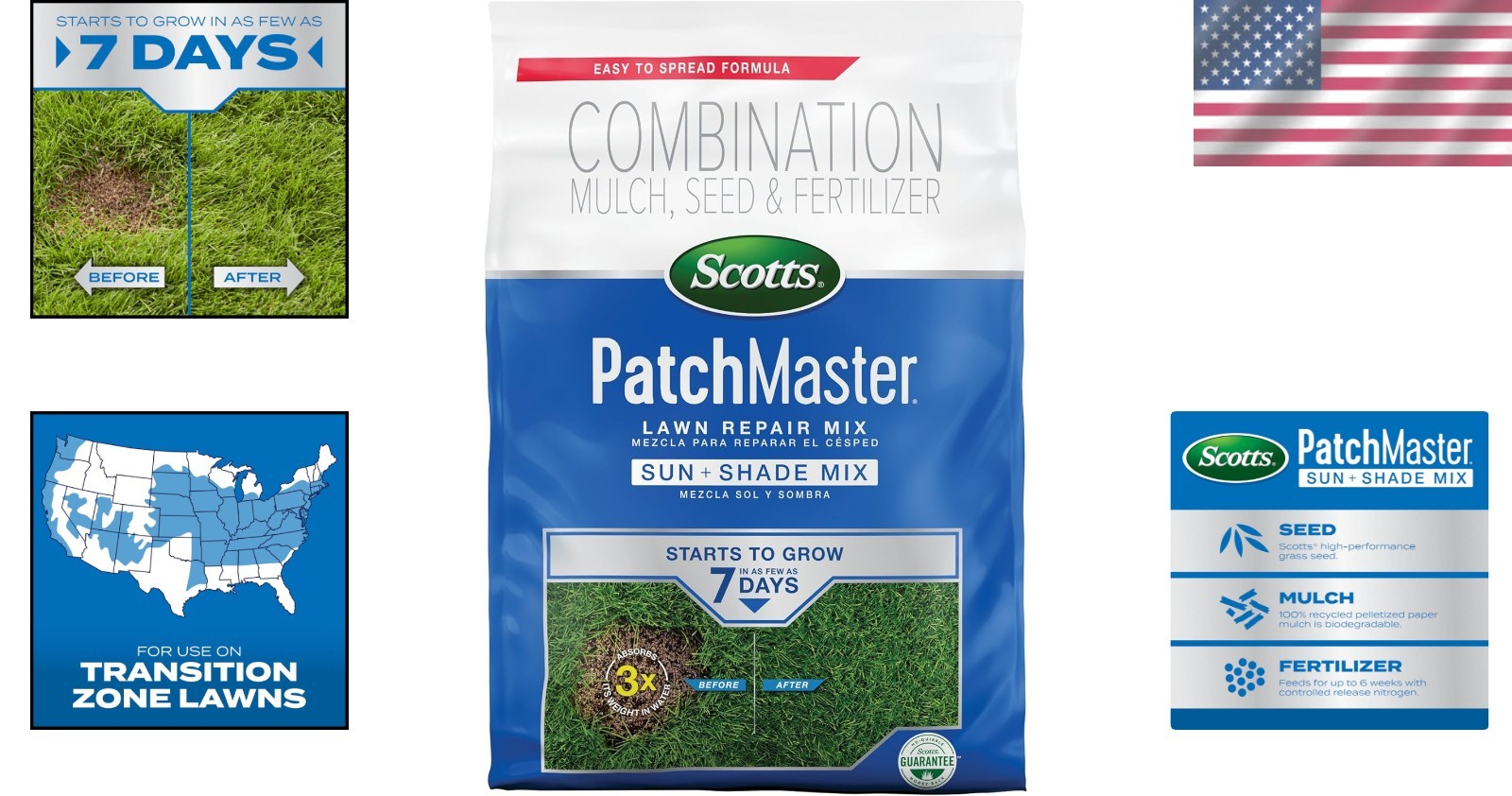 PatchMaster Lawn Repair Mix Sun & Shade – Quick Green Grass Solution, 4.75 lbs