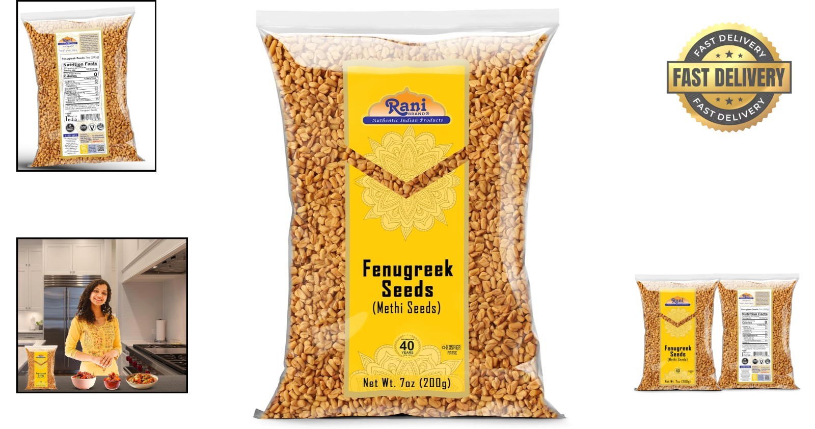 Rani Fenugreek Methi Seeds Whole 7oz – All Natural & Spice for Cooking