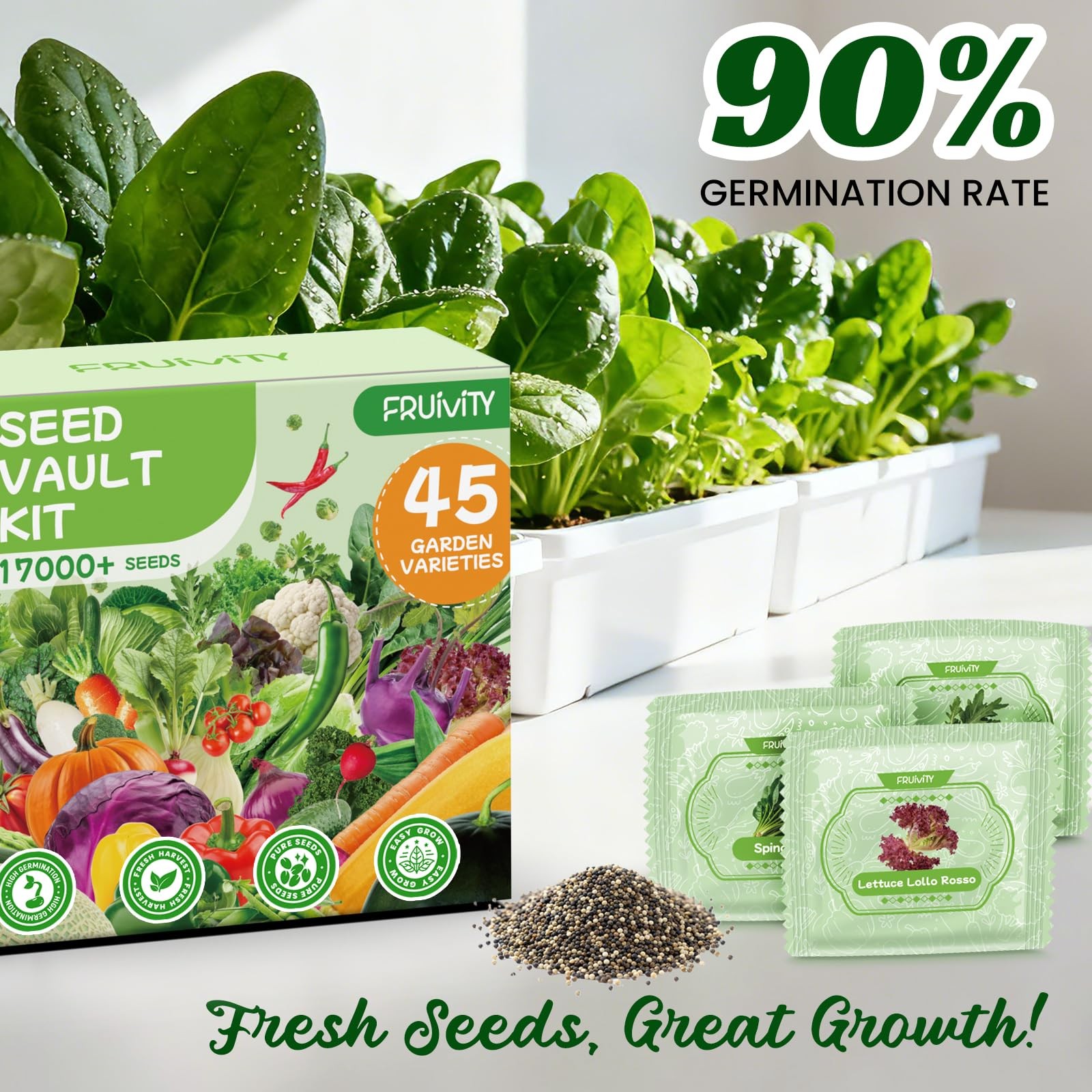 45 Vegetable Seeds Variety Pack 17,000+ Garden Indoor Outdoor Planting Kit