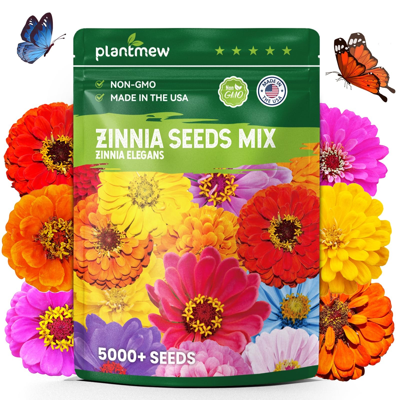 5000+ Zinnia Seeds Flower Seeds for 2026 Planting, 1.5 Oz, 5 Varieties (Pink,…