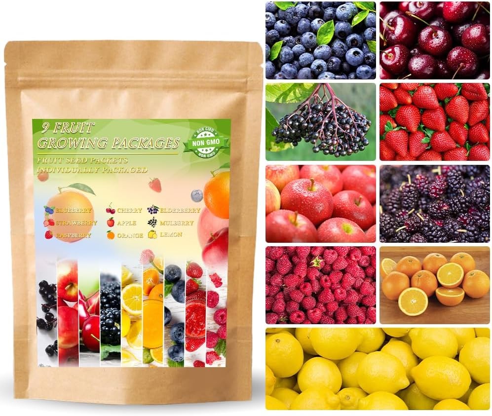 1200+ Mix Fruit Seeds Berry Seeds for Planting (9 Varieties) Heirloom Strawberry