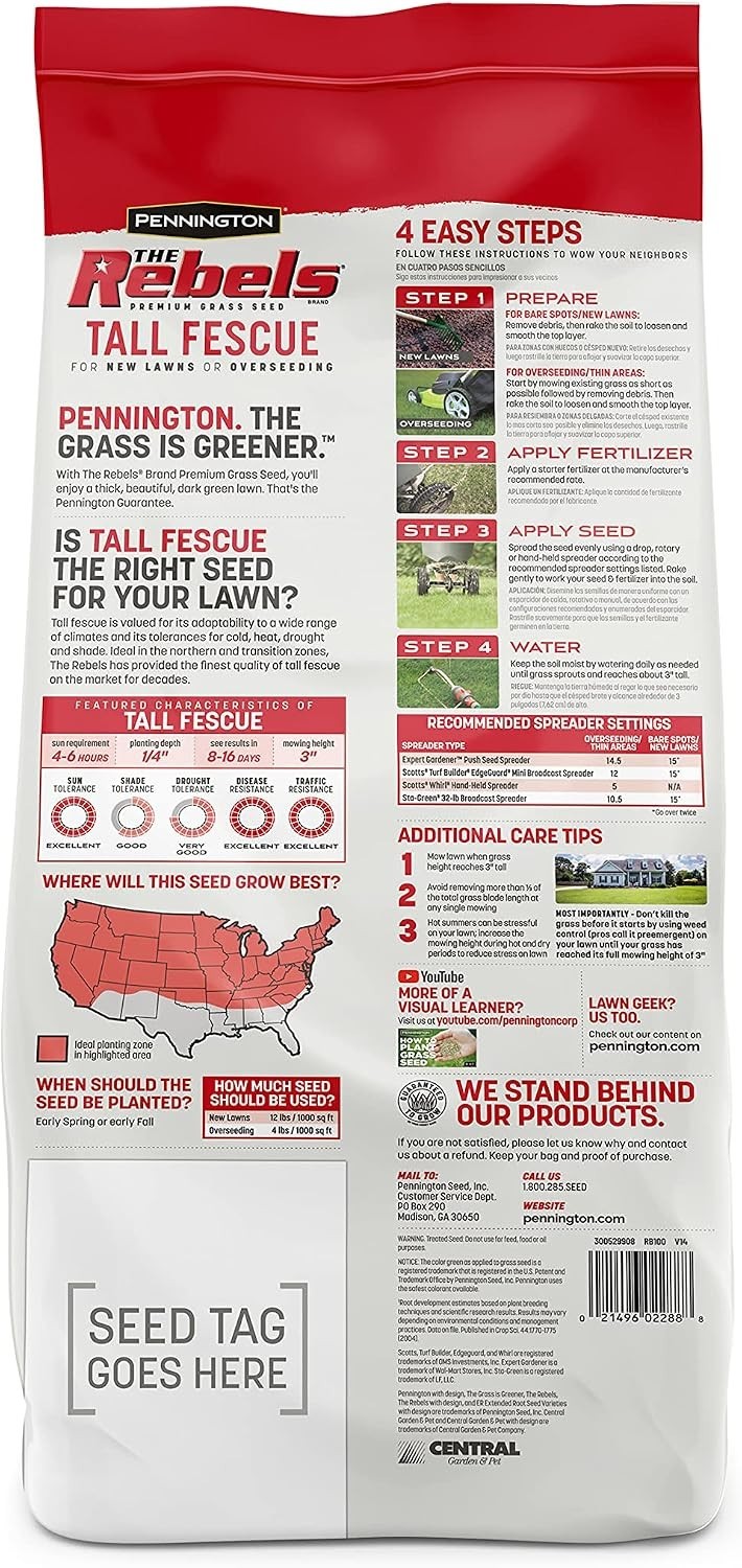 The Rebels Tall Fescue Seeds – Coverage for 10,000 sq ft Lawn Transformation