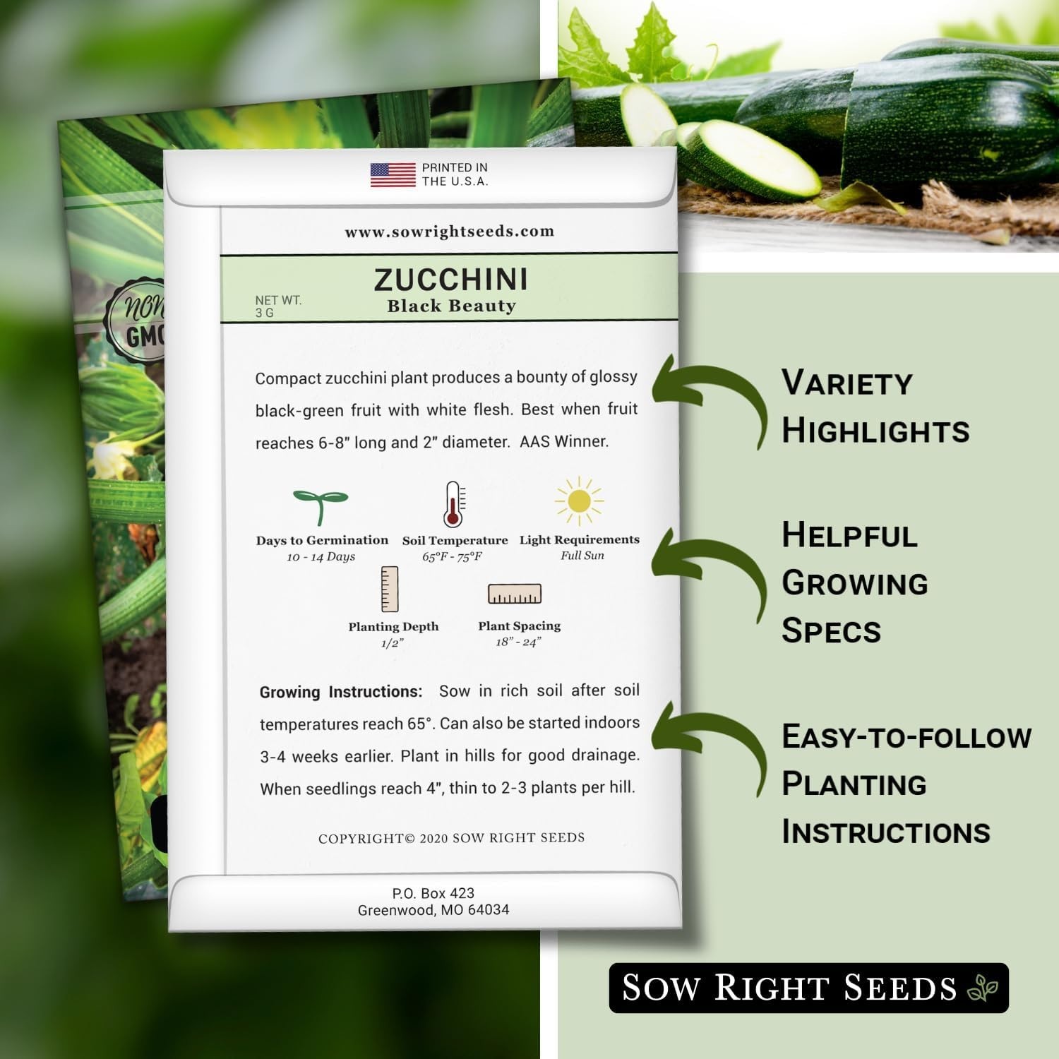 Non-GMO Black Beauty Zucchini Seeds – Heirloom Garden Pack for Container Growers