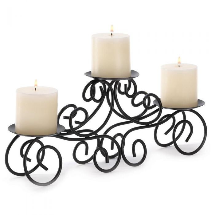 New Dark colored metal Tuscan candle centerpiece