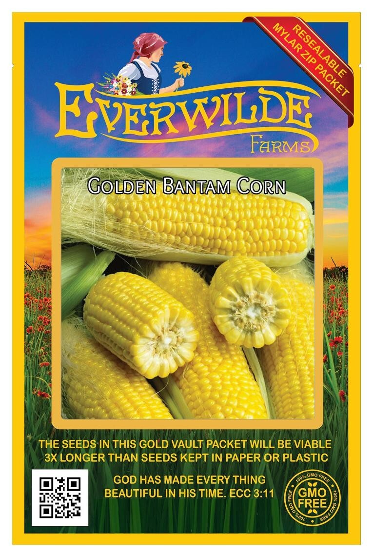 100 Golden Bantam Corn Seeds – Everwilde Farms Mylar Seed Packet