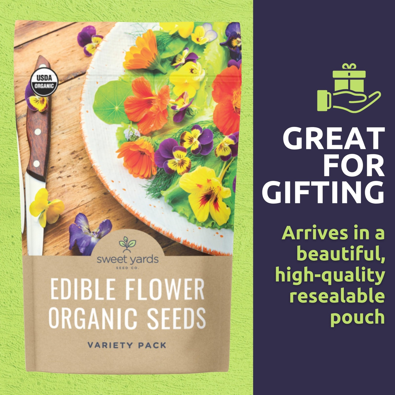 Organic Edible Flower Seeds Variety Pack 9 Individual Packs 2026 Season La…