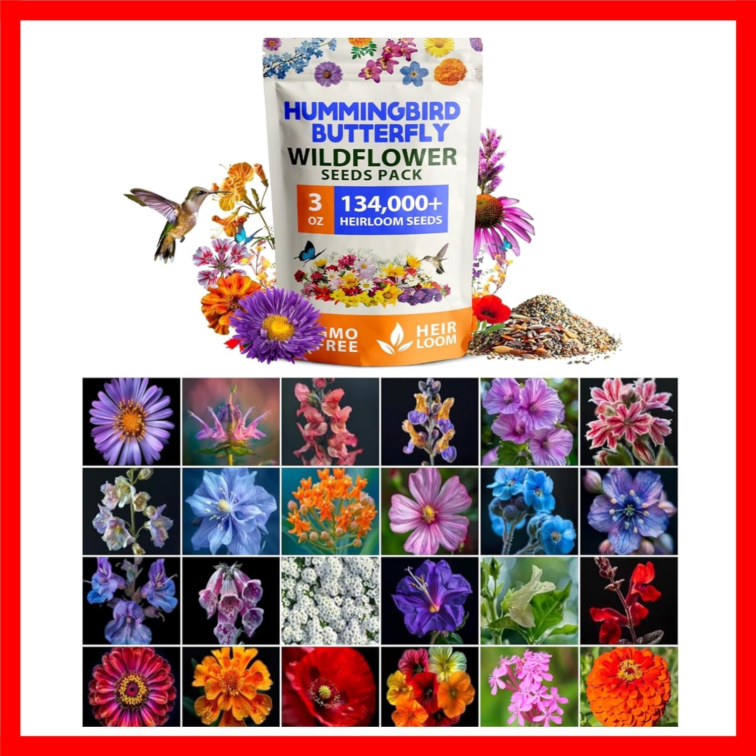 Wildflower Seeds Bulk – 134,000+ Non-GMO Native Seeds for Planting Outdoors …