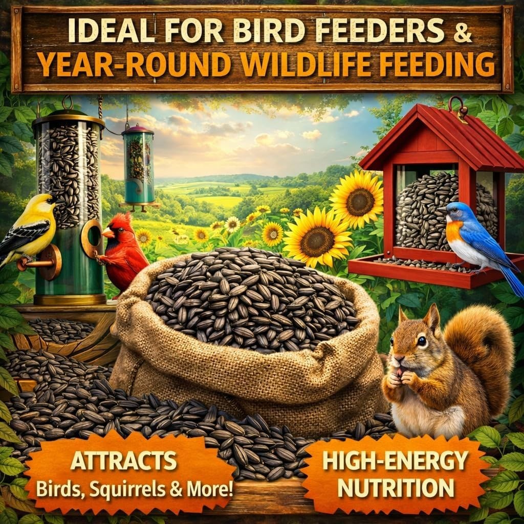 100% Natural 2 LB Black Sunflower Seeds – Attract More Birds to Your Feeder