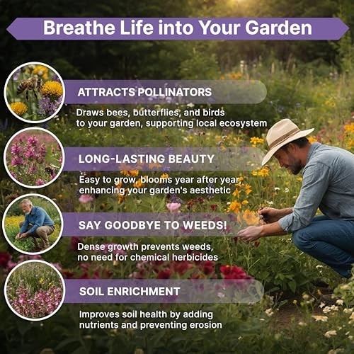 Wildflower Seeds Mix – 100,000+ Non-GMO Annual & Perennial for Garden, Attract B