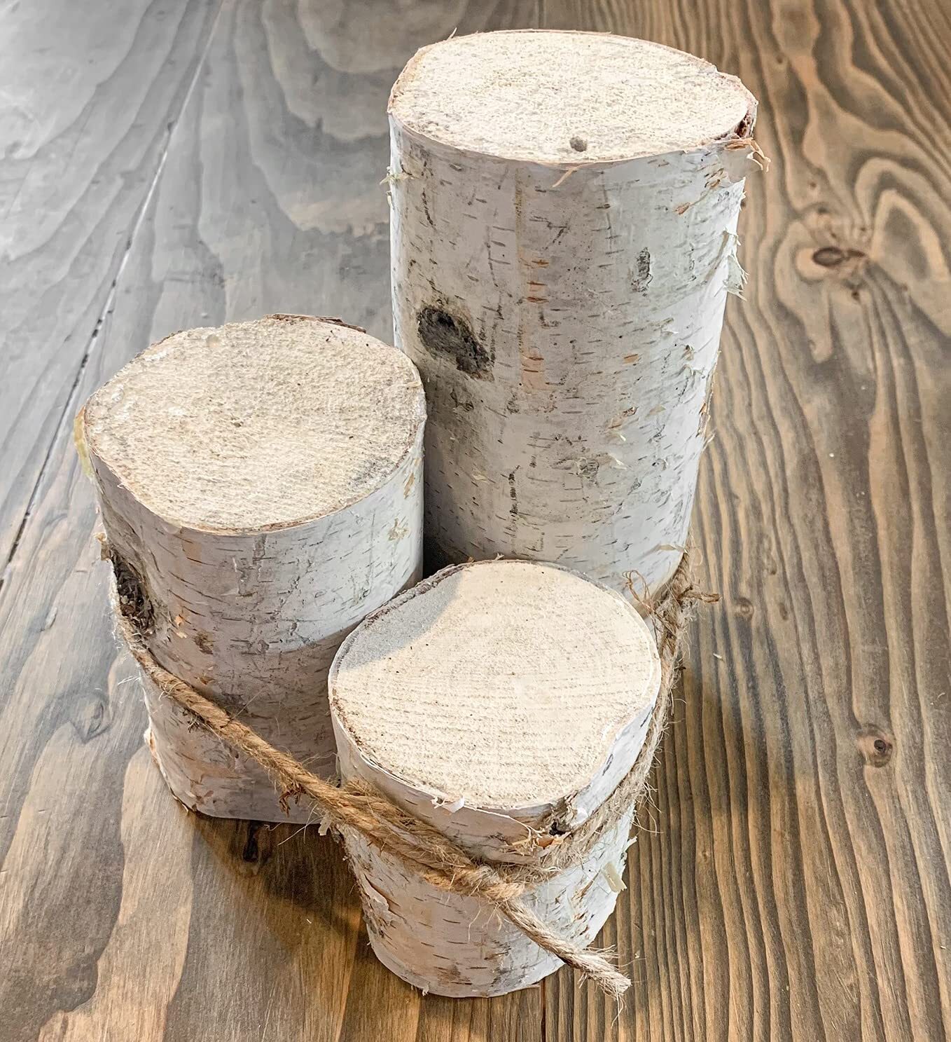 3 White Birch Pedestals – 3-5 Inched Thick – Christmas or Wedding Centerpiece, S