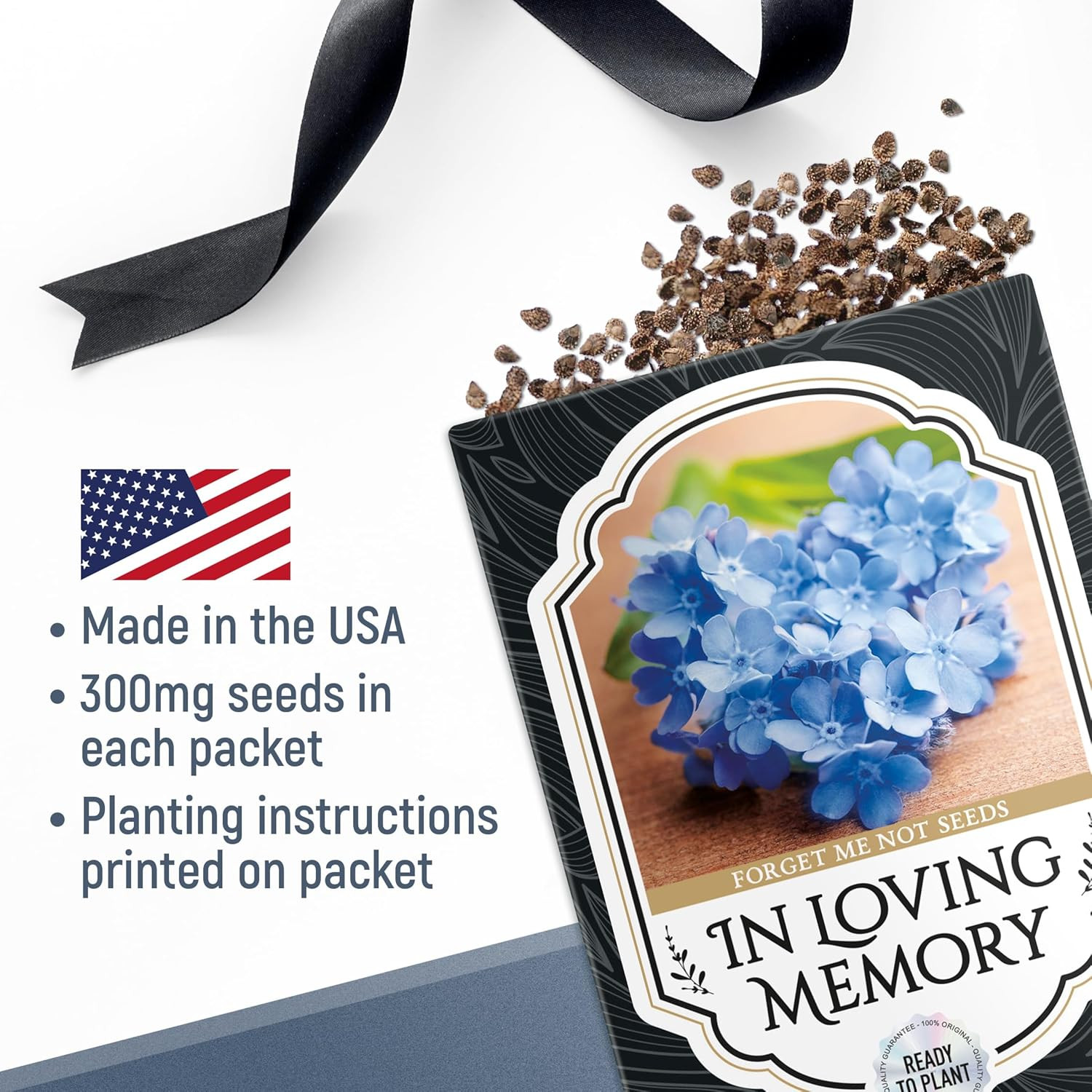 Memorial Forget Me Not Seeds for Celebration of Life – Funeral Favor Packets – 5