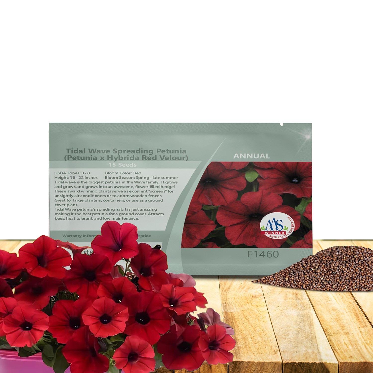 15 Seeds Tidal Wave Spreading Petunia Red Velour Flower Seeds – AAS Winner