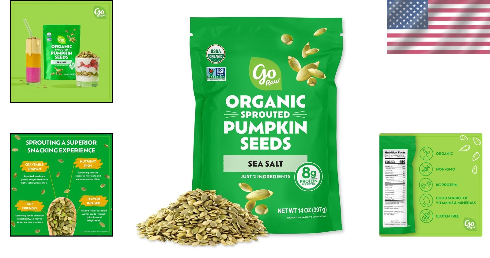 Organic 14 Oz Bag of Sprouted Pumpkin Seeds