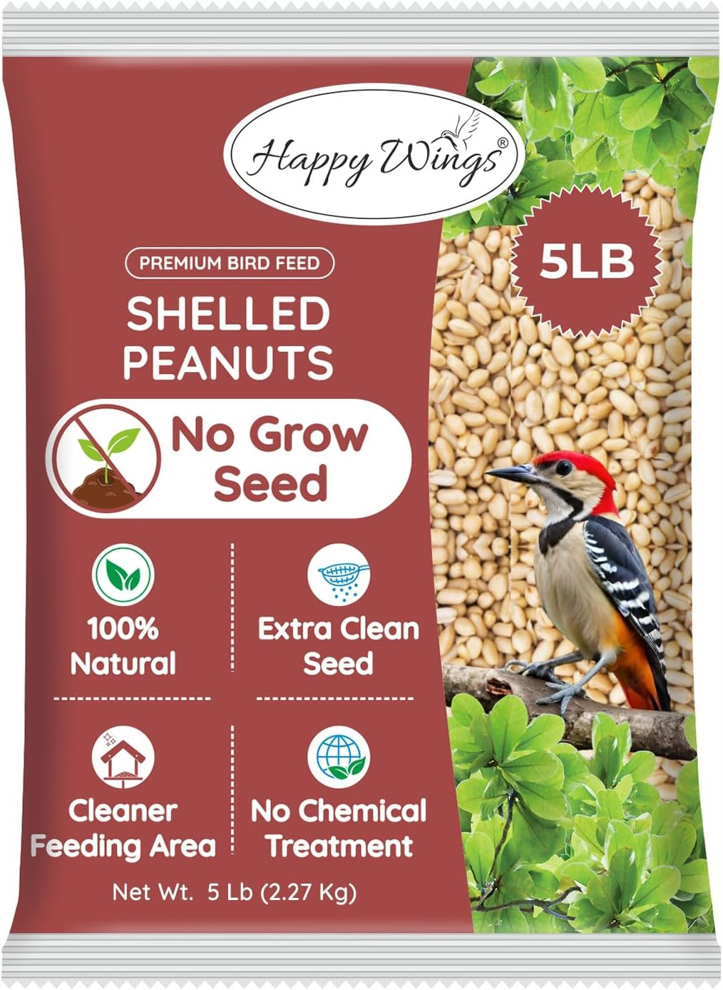 Shelled Peanuts Seeds Wild Bird Food – 5 Pounds I No Grow Seed I Bird Seed for W