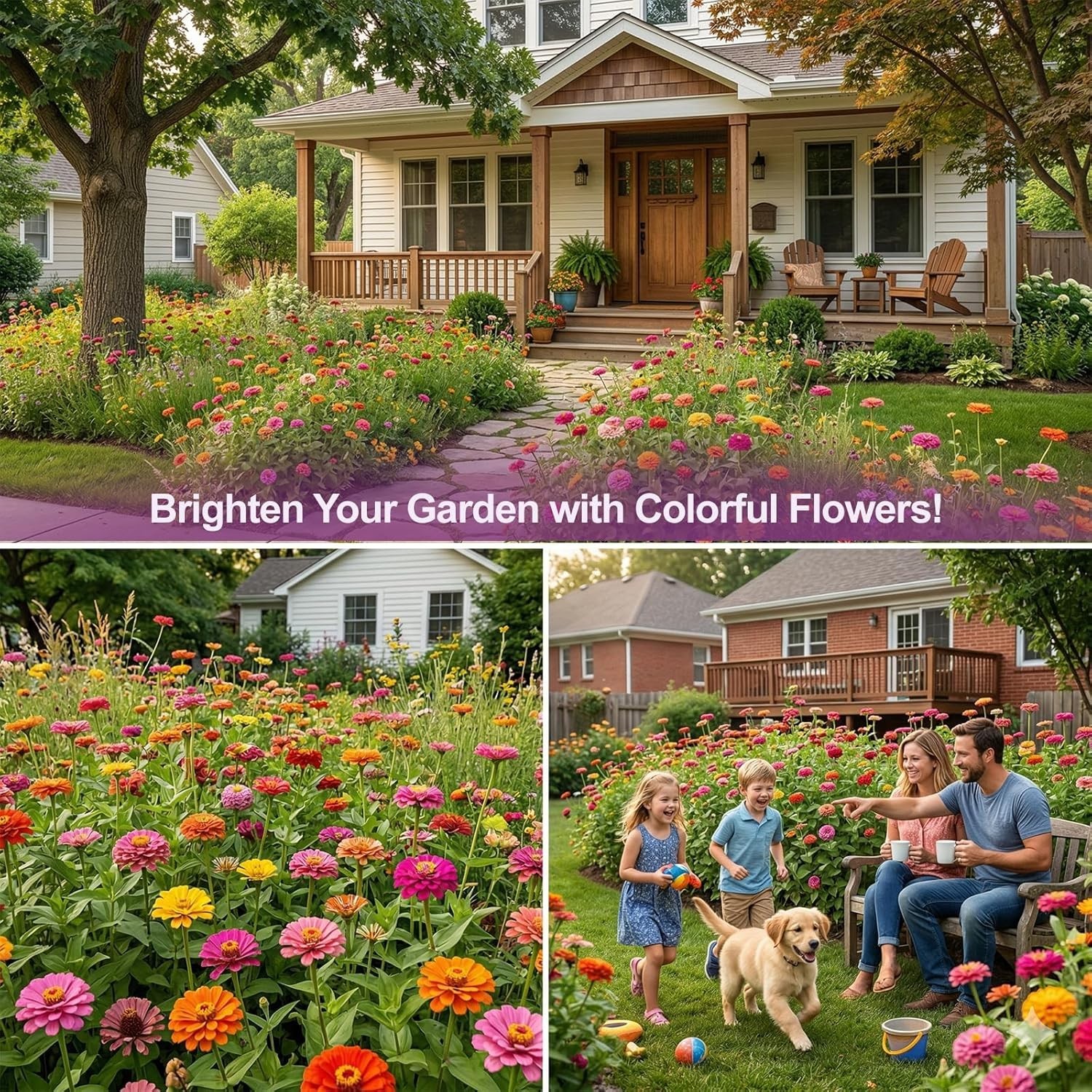 1000+ Untreated Zinnia Seeds – Mixed Colors for Quick Blooms in Full Sun