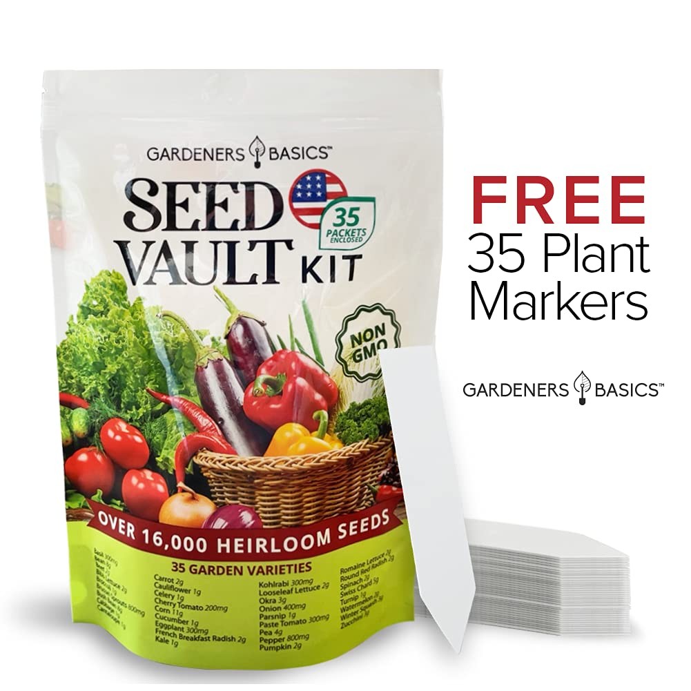 Gardeners Basics Survival Vegetable Seeds Garden Kit Over 160 Seeds Non GMO and