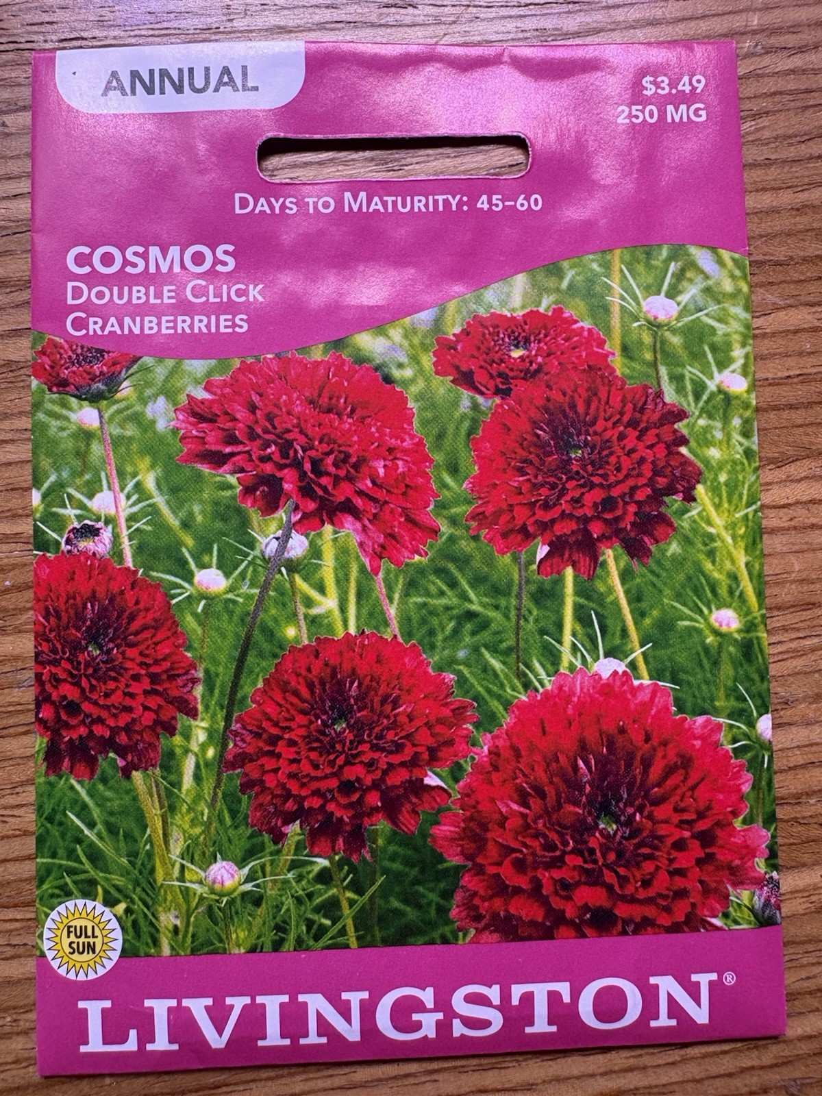 6 PACKS Livingston Seed Company Cosmos Double Click Cranberries Flowering Seeds