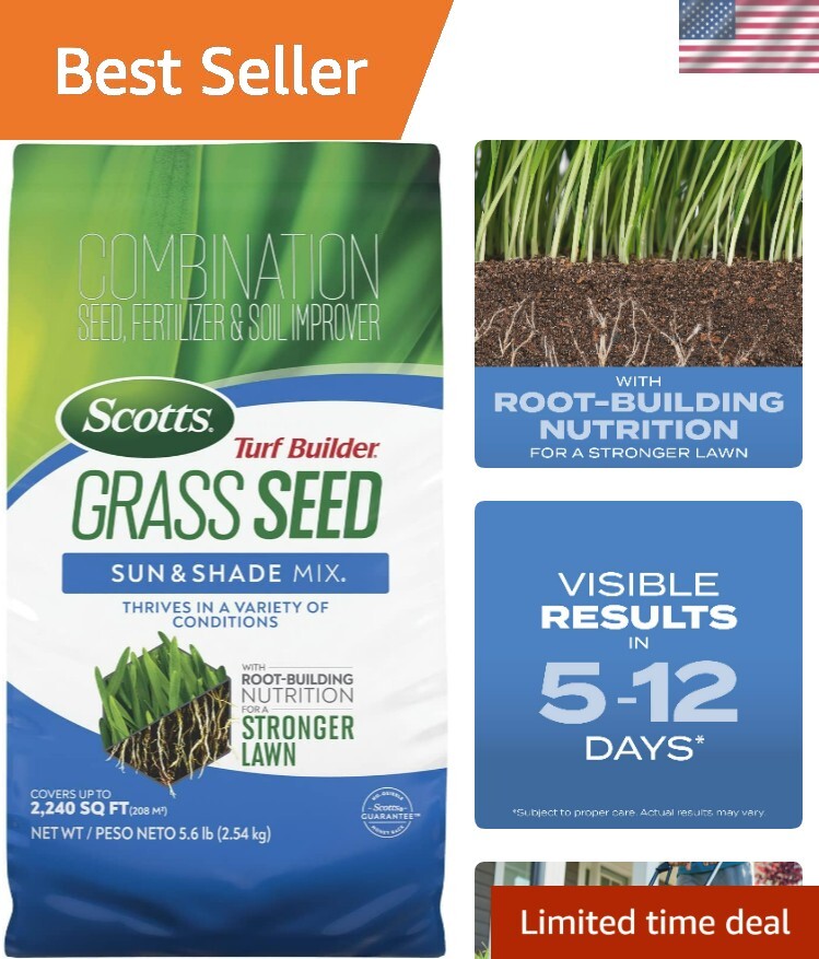 Versatile Turf Builder Grass Seed Mix for Sun & Shade – 5.6 lbs, 745 sq. ft.