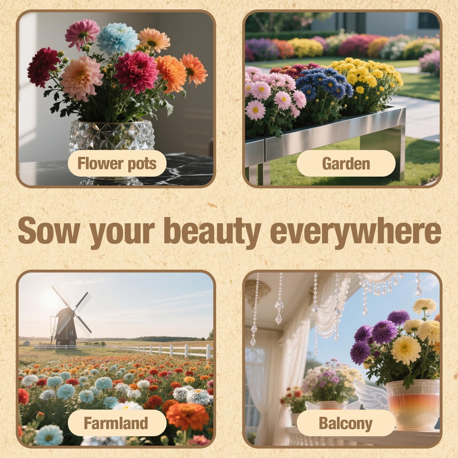 Zinnia Flower Seeds Mixed Colors, Wildflower Garden Large Blooms 2oz 8000 Set