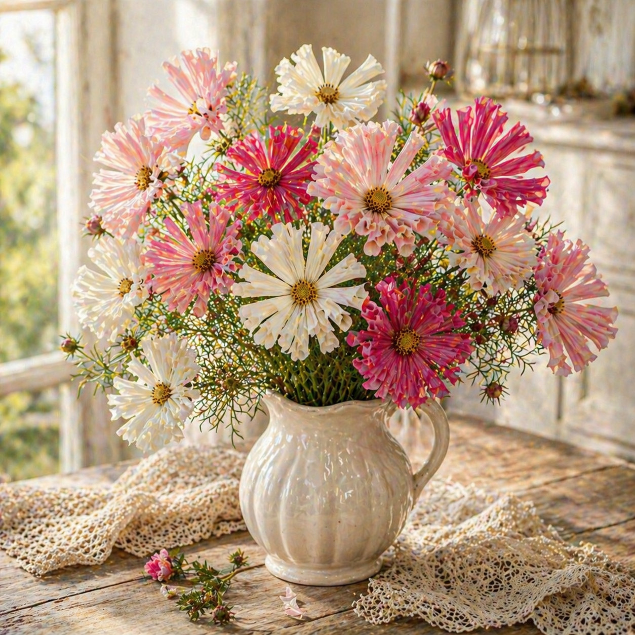 Sea Shells Mix Cosmos – Heirloom Flower Seeds – Unique Tubular Petal 100 seeds