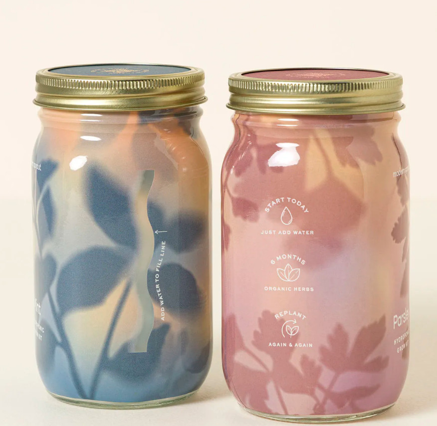 Uncommon Goods Mason Jar Indoor Herb Garden, set of 2