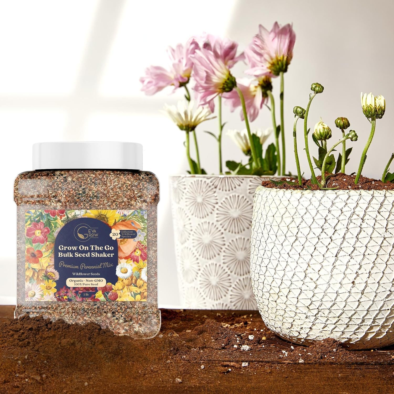 Bulk Wildflower Seed Shaker – Perennial Flower Seeds Mix to Plant Anywhere, by G