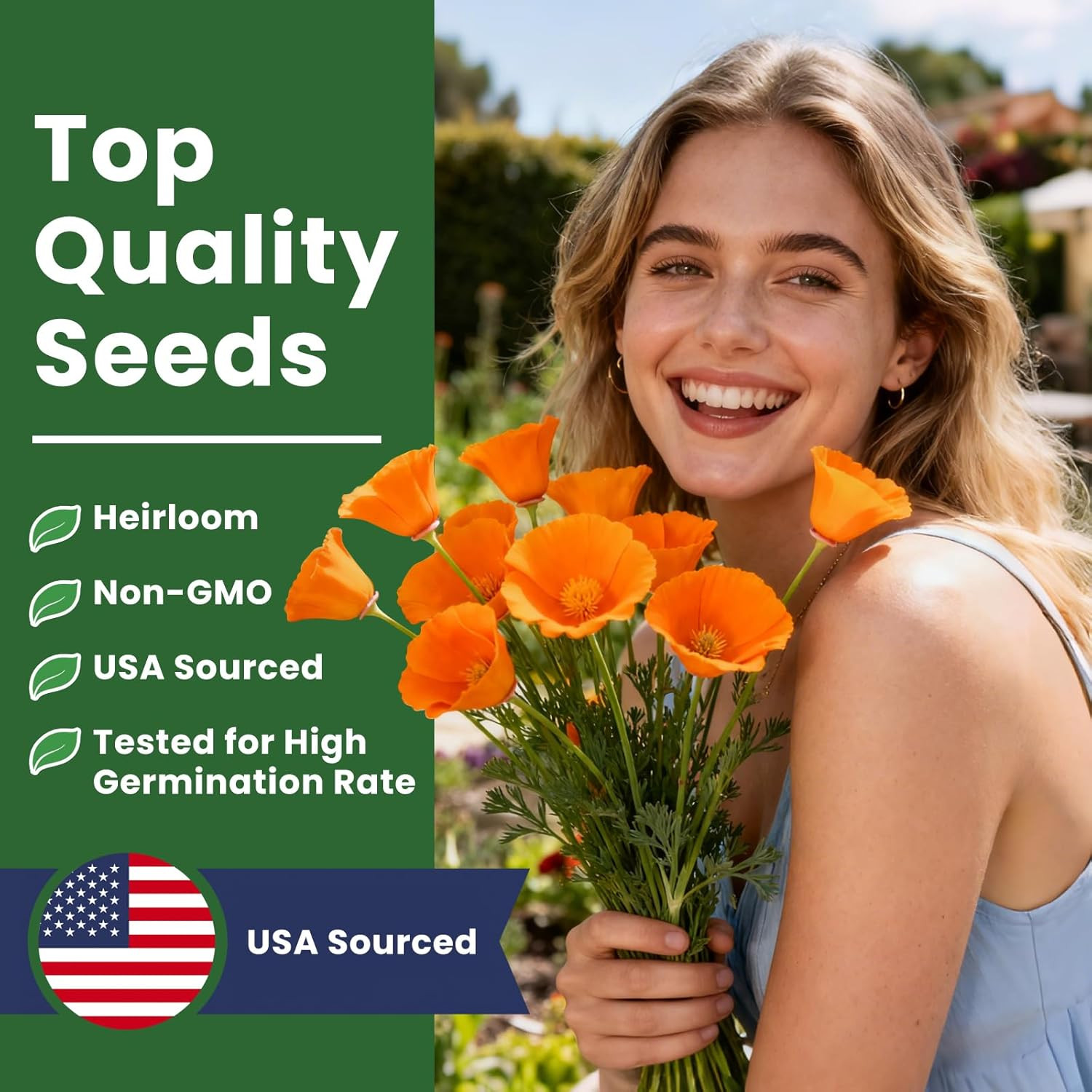 Orange California Poppy Seeds for Planting 0.35 Ounce Packet – Over