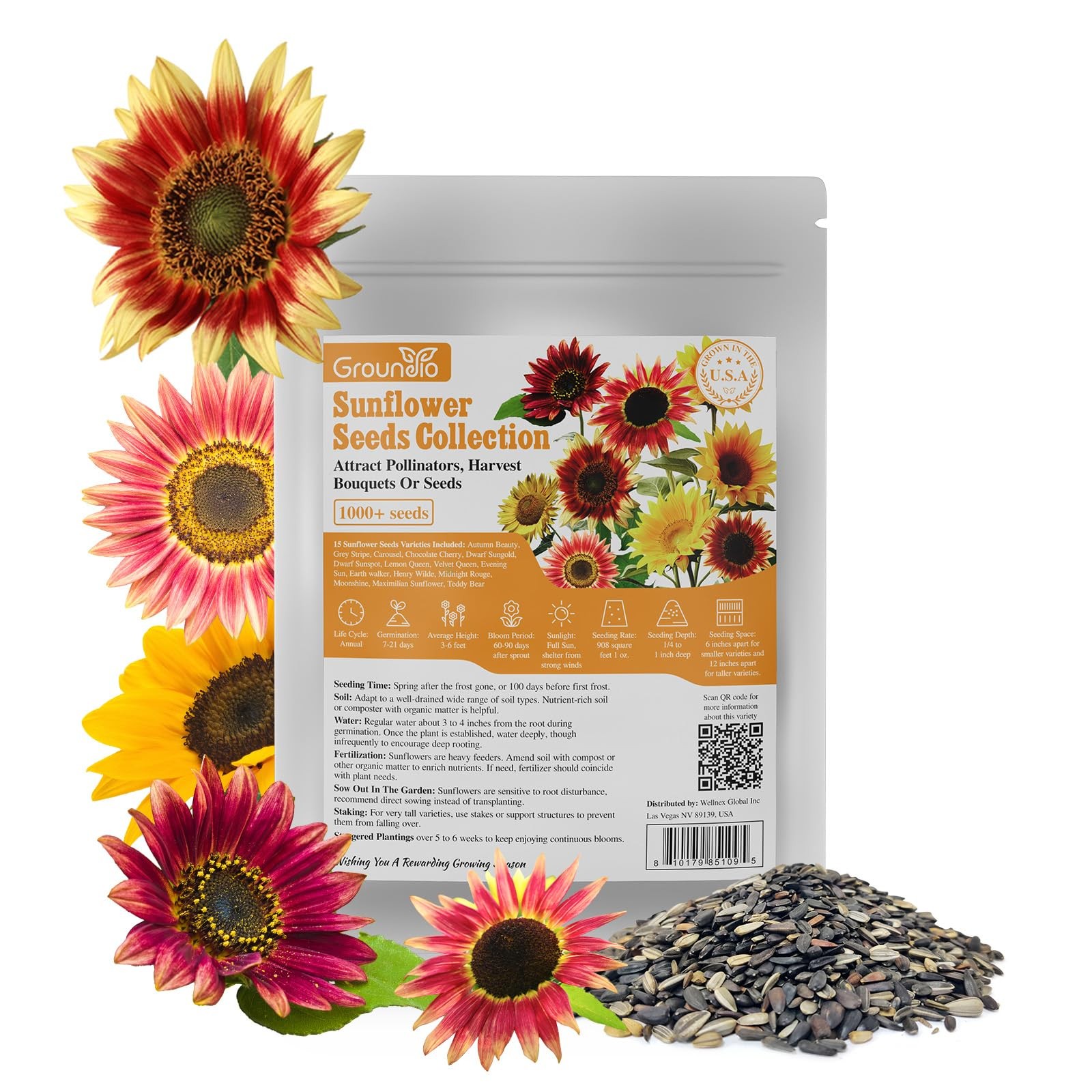 Sunflower Seeds for Planting, 15+ Varieties, 1 Oz, 300+ Mixed Seeds to Plant …
