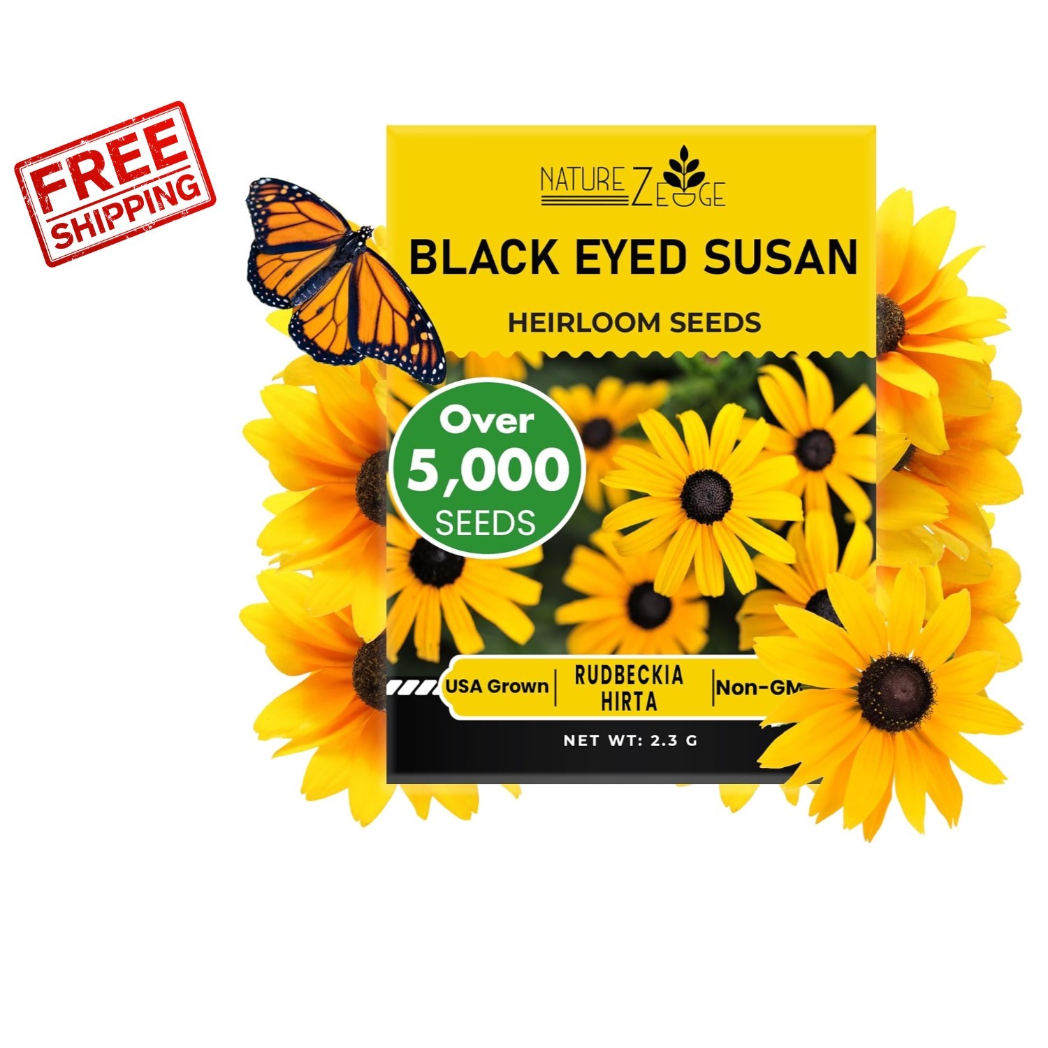 Black Eyed Susan Seeds – 5000 Non-GMO Heirloom Seeds for Stunning Summer Blooms