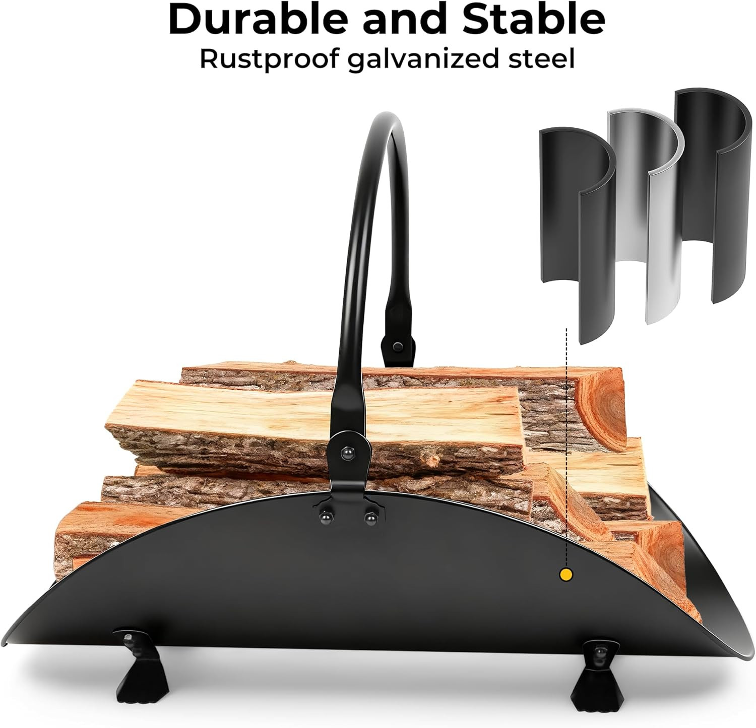 AMAGABELI GARDEN & HOME Fireplace Log Holder Indoor Firewood Basket Holder Carri