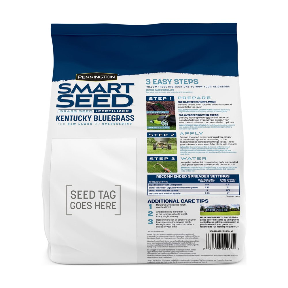 GRASS SEED Kentucky Bluegrass Mix, for Sun to Partial Shade, 3 Lb.