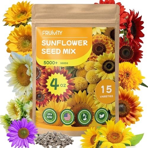 5000+ Non-GMO Sunflower Seeds Mix – 15 Varieties, Heirloom, High Germination, Ga