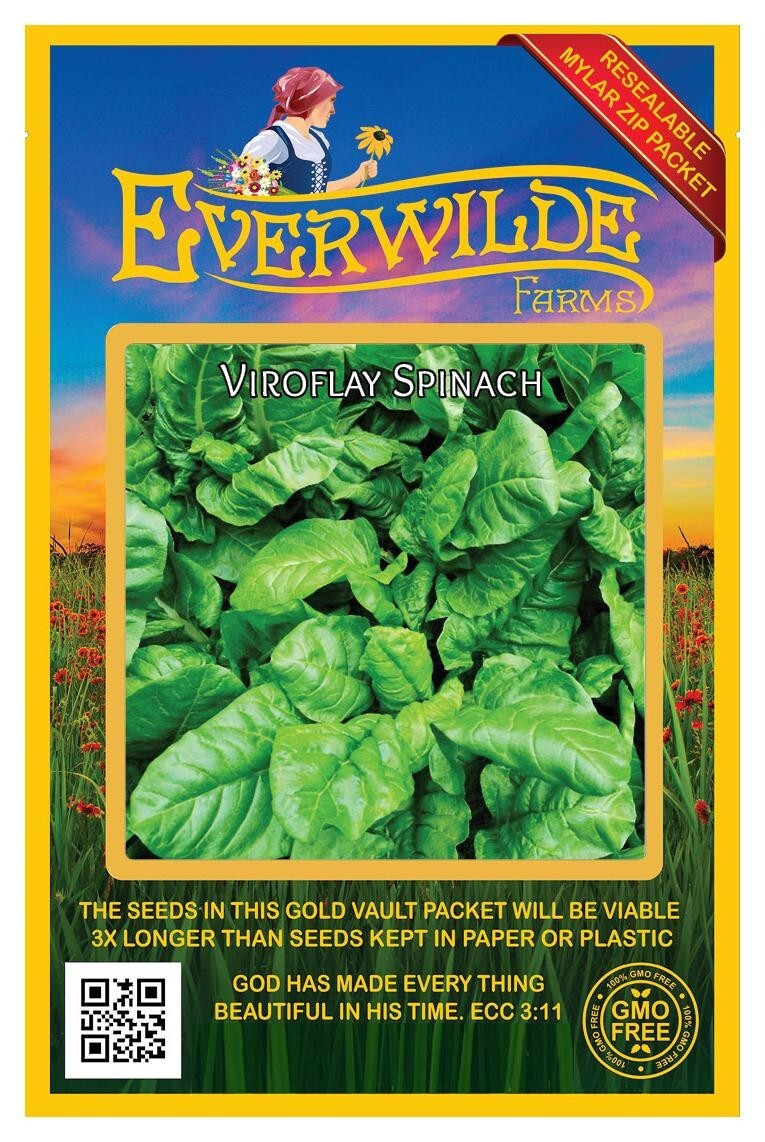 500 Viroflay Spinach Seeds – Everwilde Farms Mylar Seed Packet