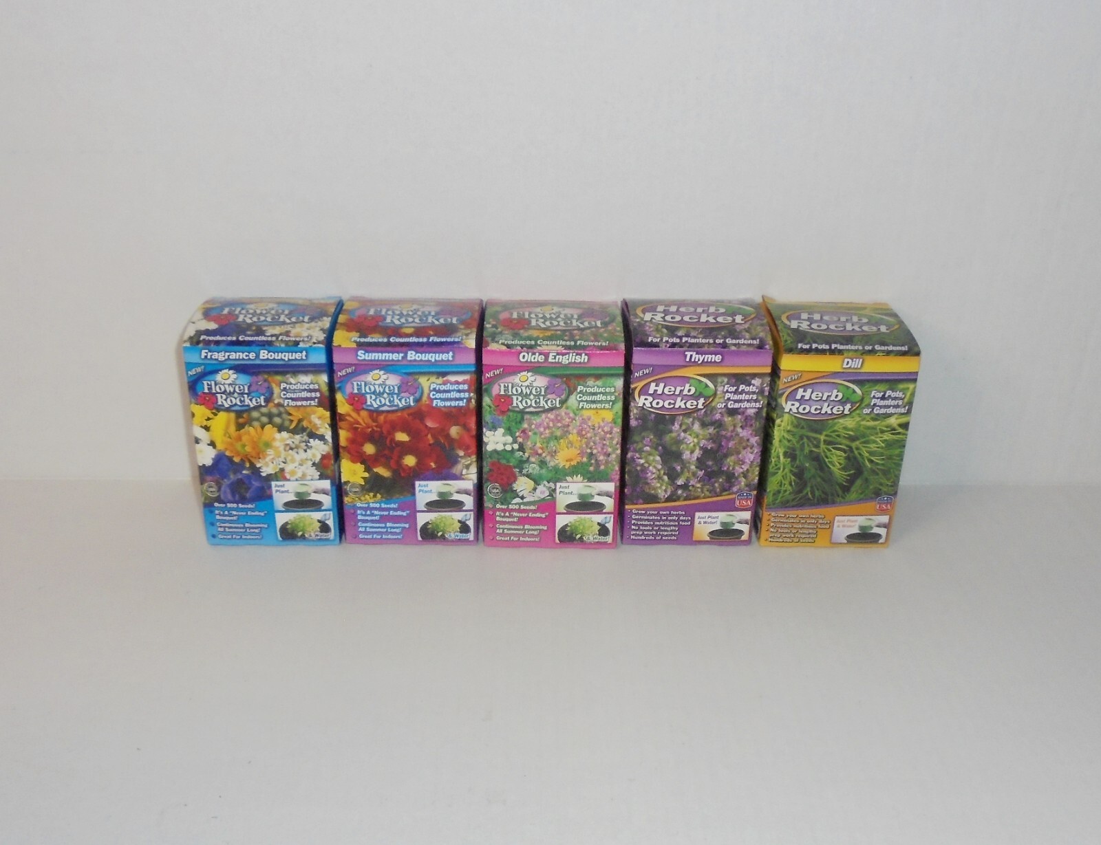 Flower & Herb Rocket Lot Of 5 Summer Bouquet Dill Thyme Seeds Flowers Garden NEW