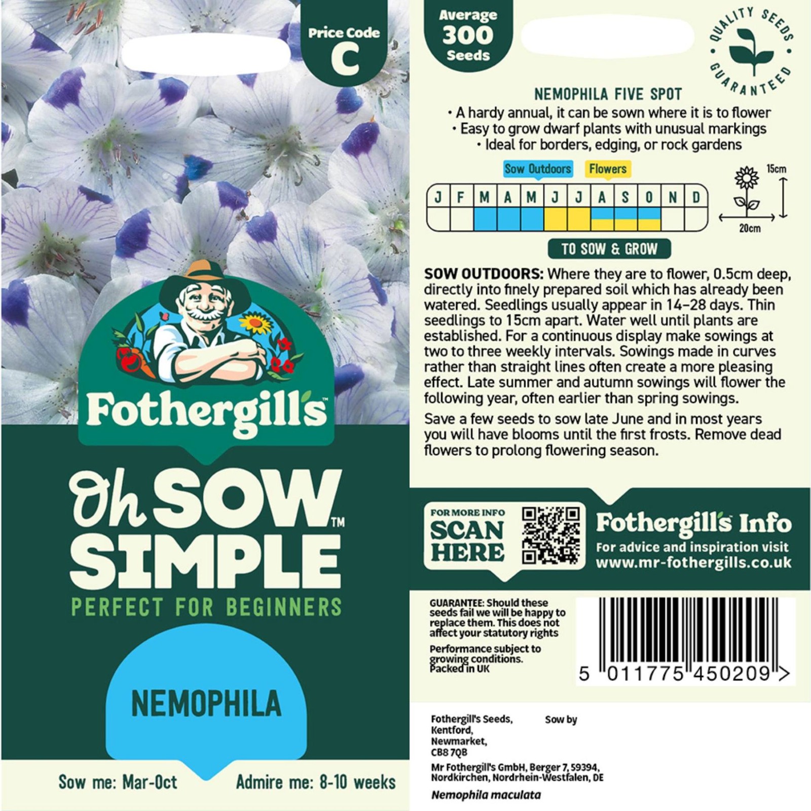 Mr. Fothergill’s Nemophila Seed Oh Sow Simple, Easy to Grow