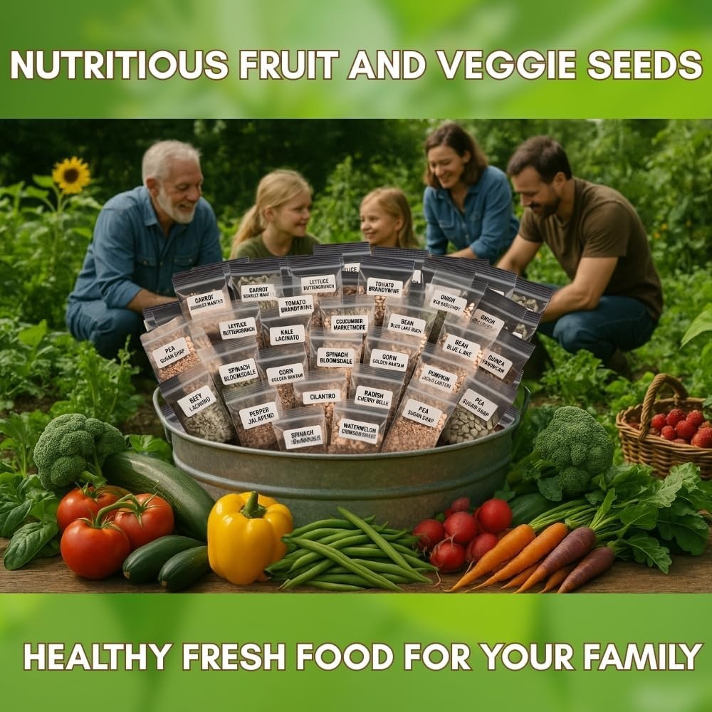 Vegetable Seed Pack – 125 Heirloom Varieties, Non-GMO, 25- Viability