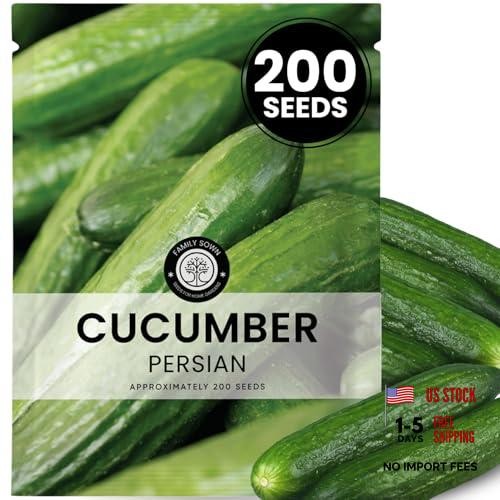 – 200 Premium Seeds for Planting – Crisp, Thin-Skinned Mini Persian Cucumber