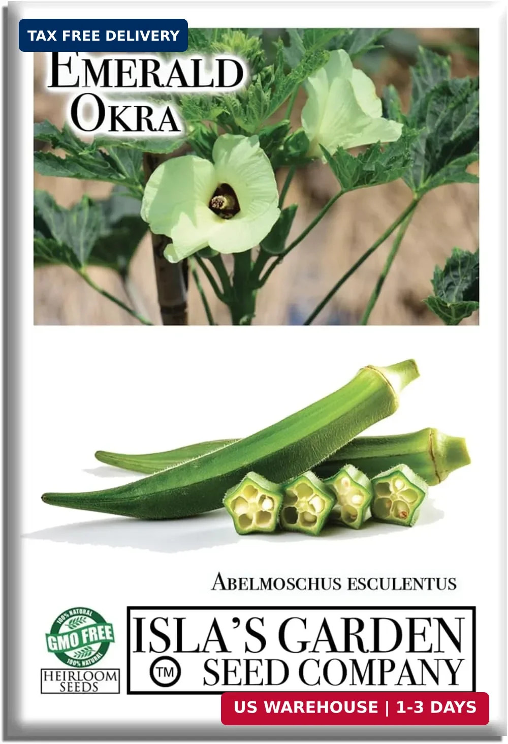Emerald Okra Seeds for Planting (Abelmoschus esculentus) – 150+ Non-GMO & Heirlo