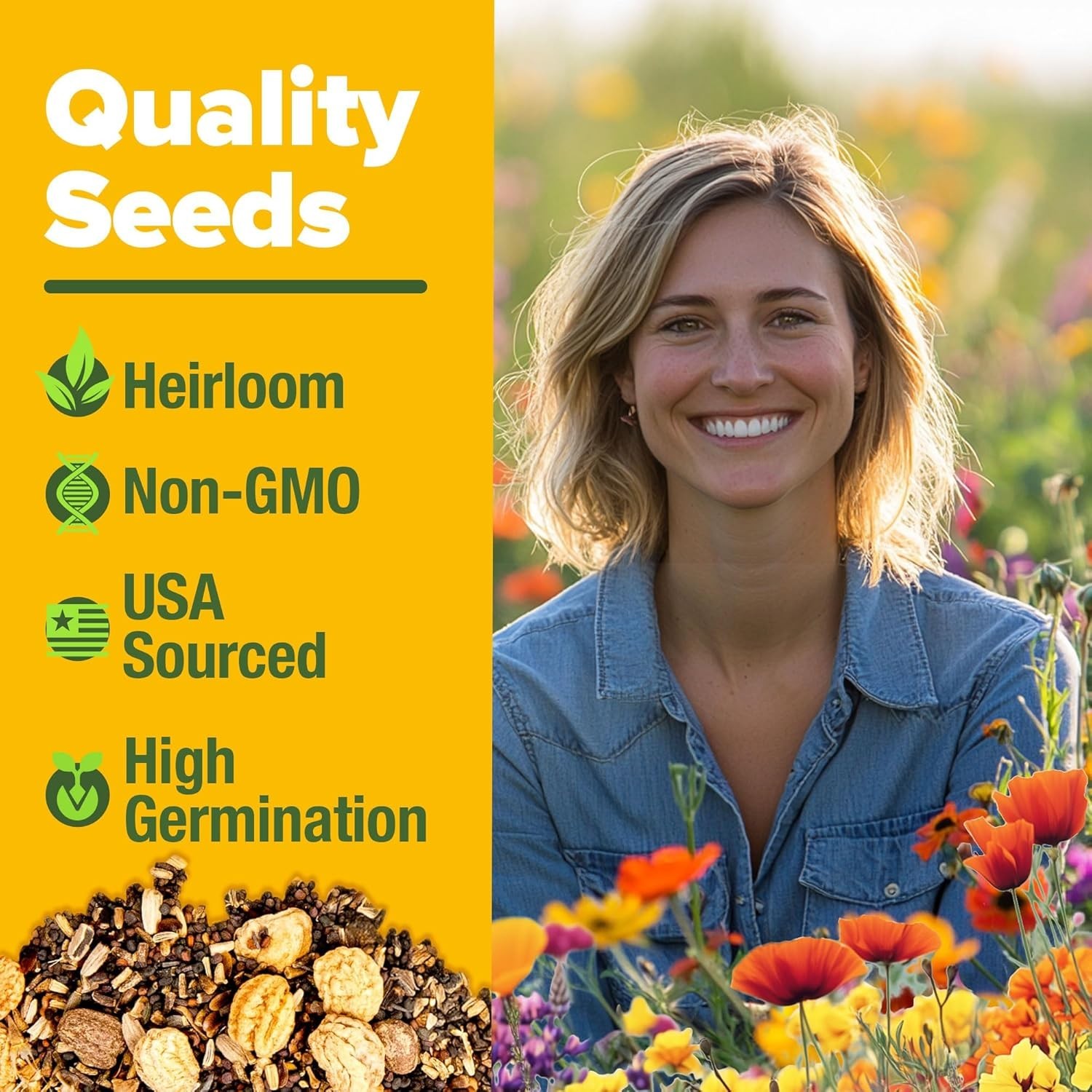 131,200+ Texas Wildflower Seeds | Eco-Friendly Pollinator Garden Mix
