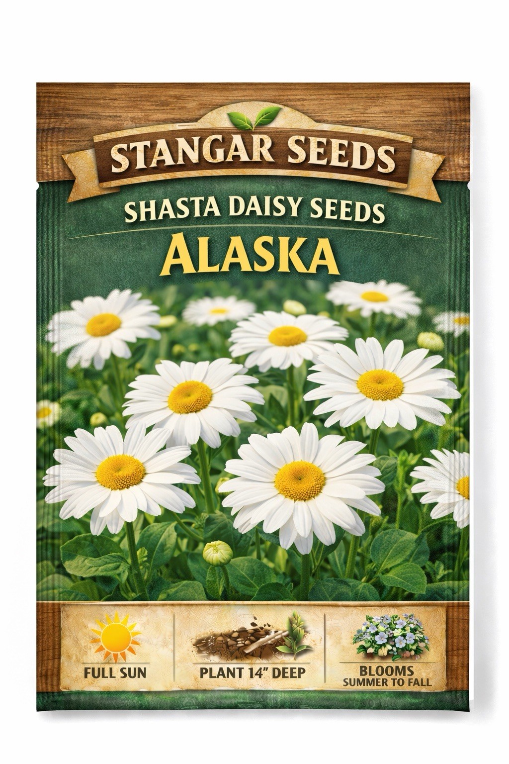 Alaska Shasta Daisy Seeds 100 Pack, Non-GMO, Heirloom White Blooms