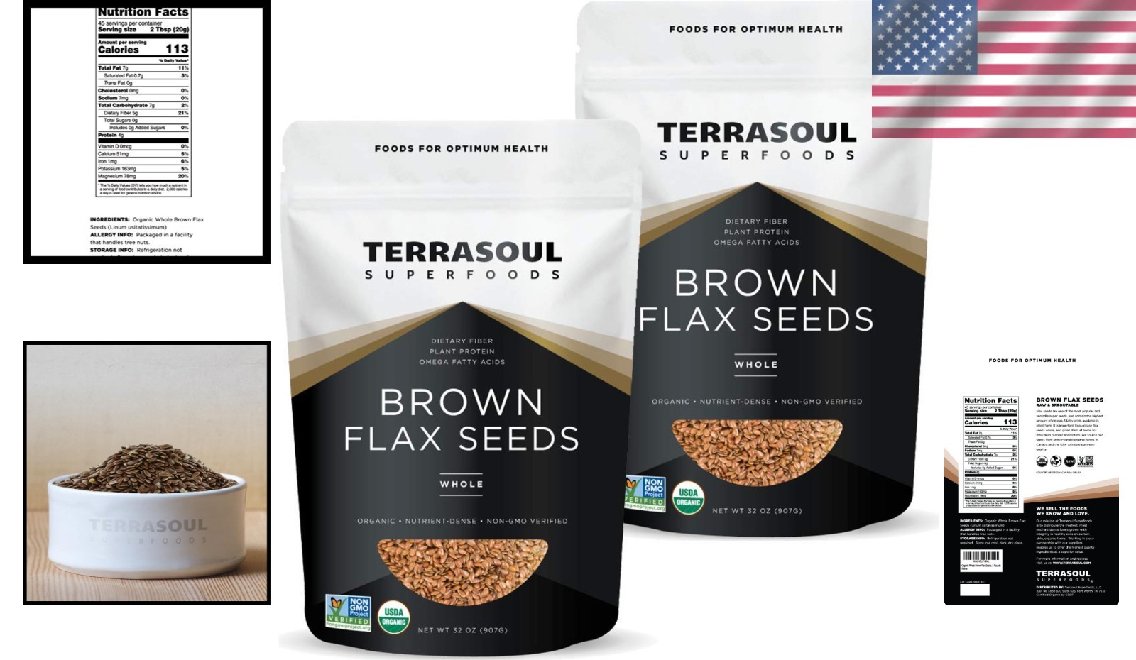 Organic Brown Flax Seeds, 4 Lbs (2×2 Lb Bags) – Healthy & Nutritious