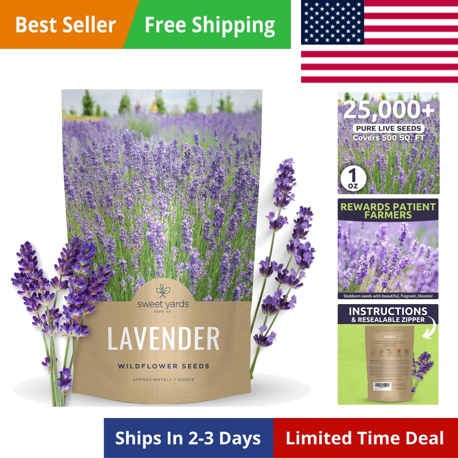 Lavender – Bulk 1 Ounce Pouch – 25,000 Flower Seeds for Planting – Lavandula …