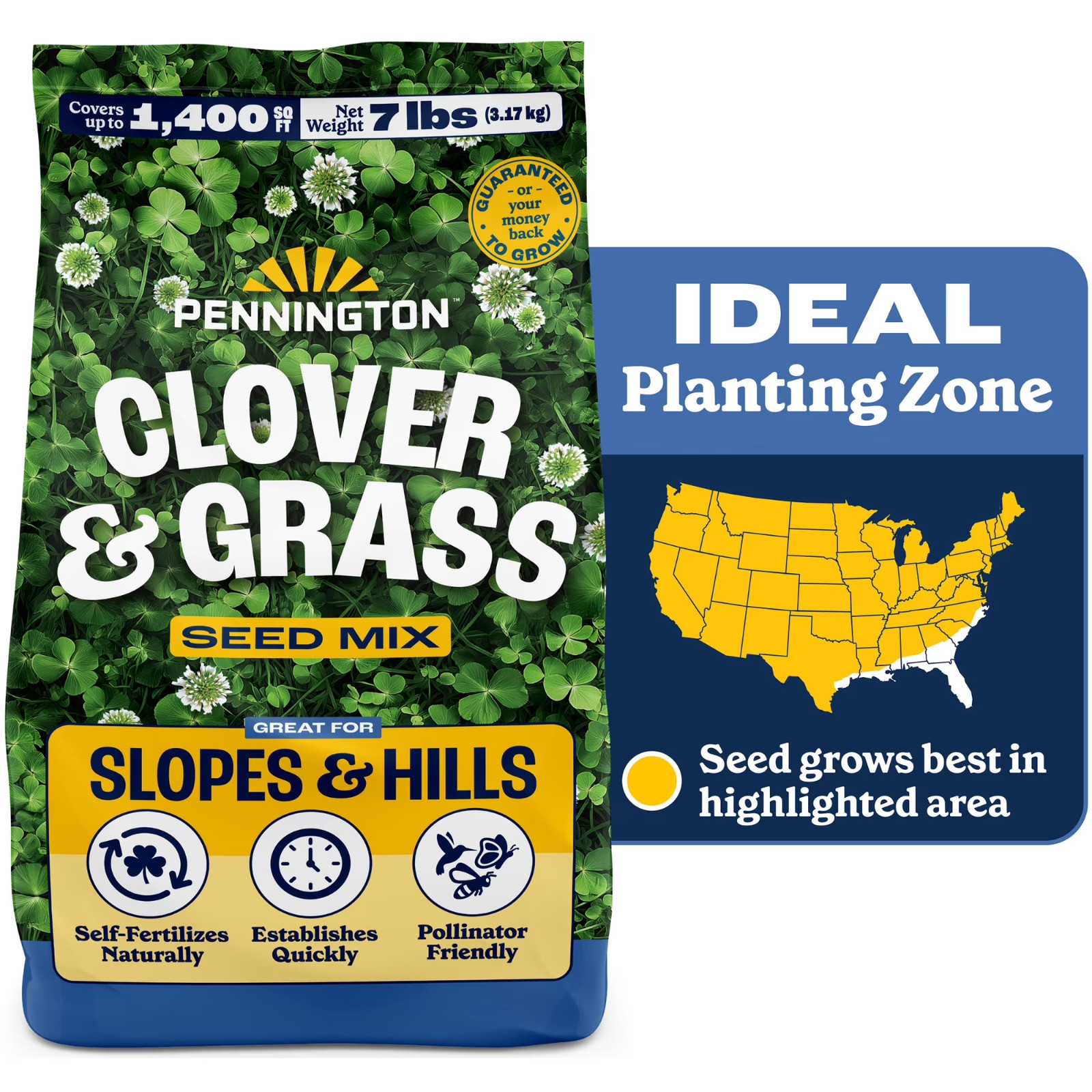 (2 pack) Pennington Smart Seed Clover & Grass Seed, Sun to Partial Shade