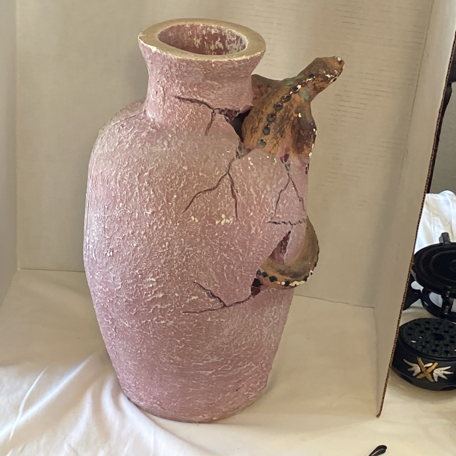 Vintage large Pottery Iguana Pot Garden Decor Handmade 22” Tall