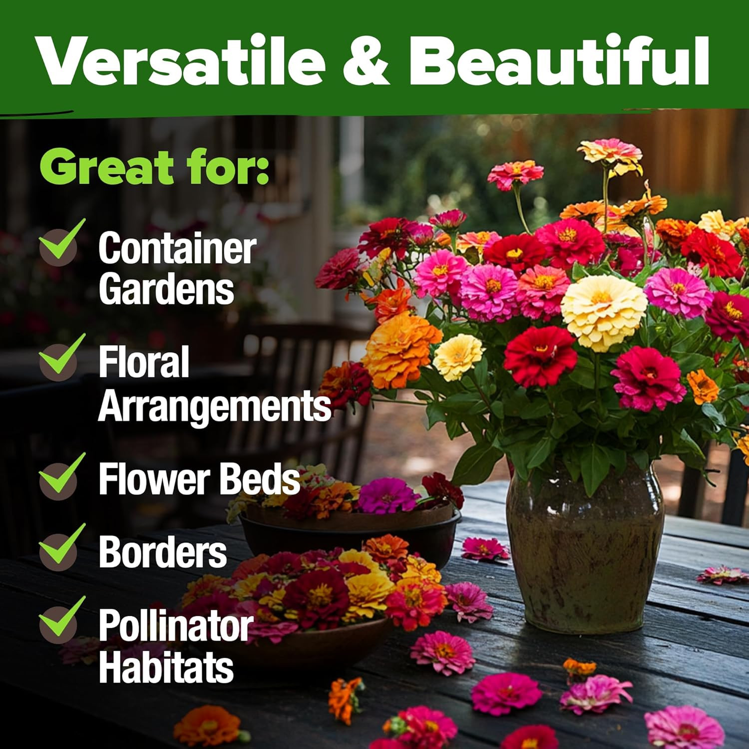 Zinnia Seeds for 2026 – California Giant Mix – 7,300+ (2 Oz) Plant Wildflower Bl