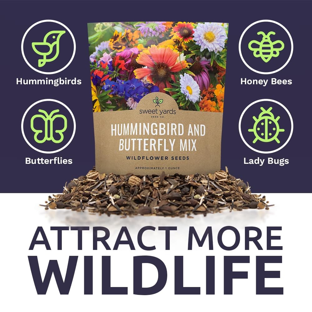 Wildflower Seeds Butterfly and Humming Bird Mix – 1 Ounce, Multiple Colors
