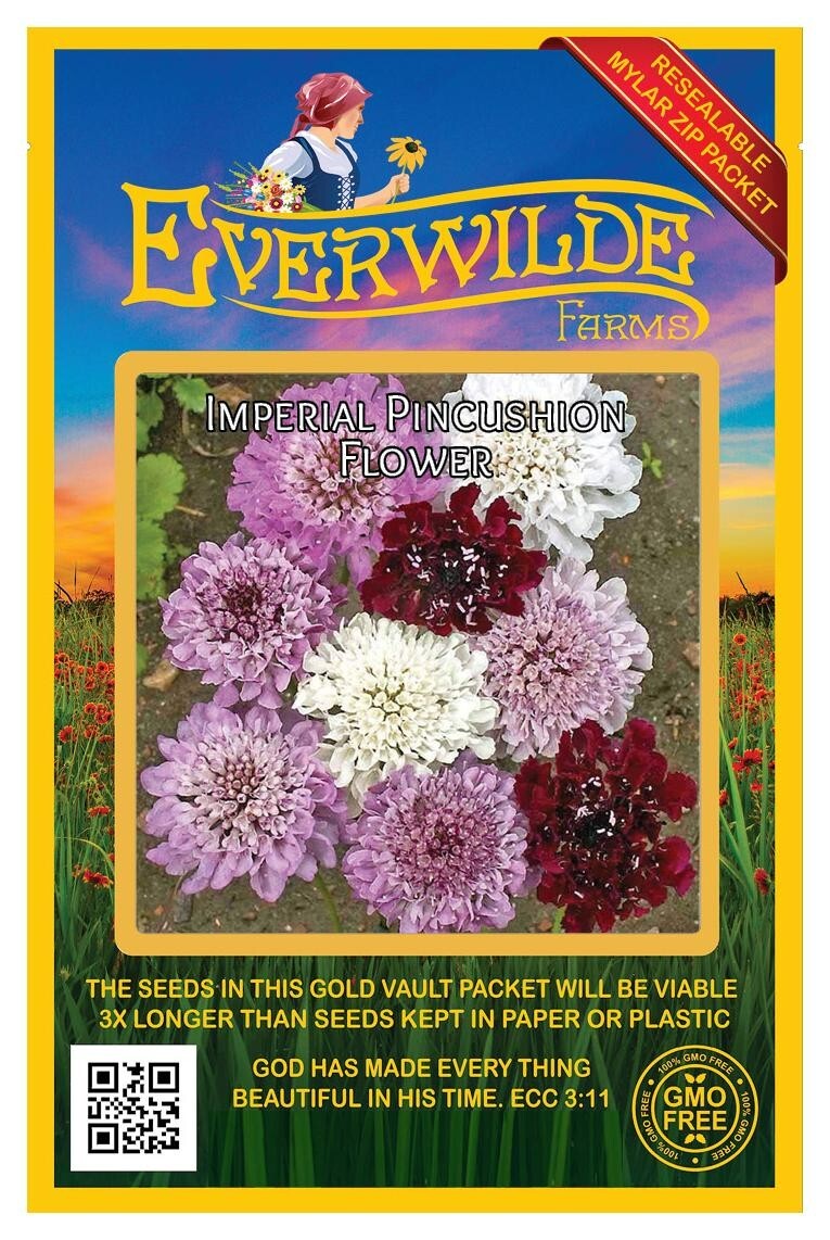 50 Imperial Mixed Pincushion Flower Wildflower Seeds – Everwilde Farms Mylar