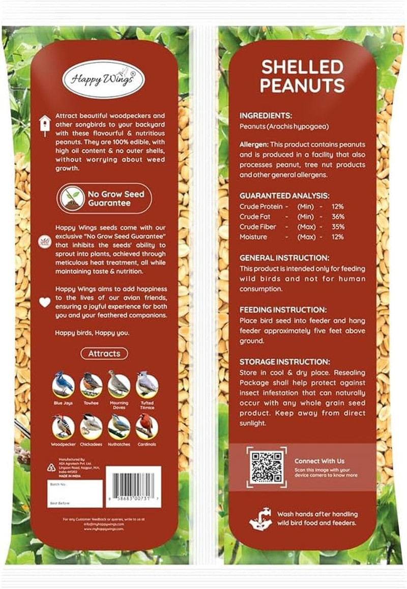 Shelled Peanuts Seeds Wild Bird Food – 5 Pounds I No Grow Seed I Bird Seed for W