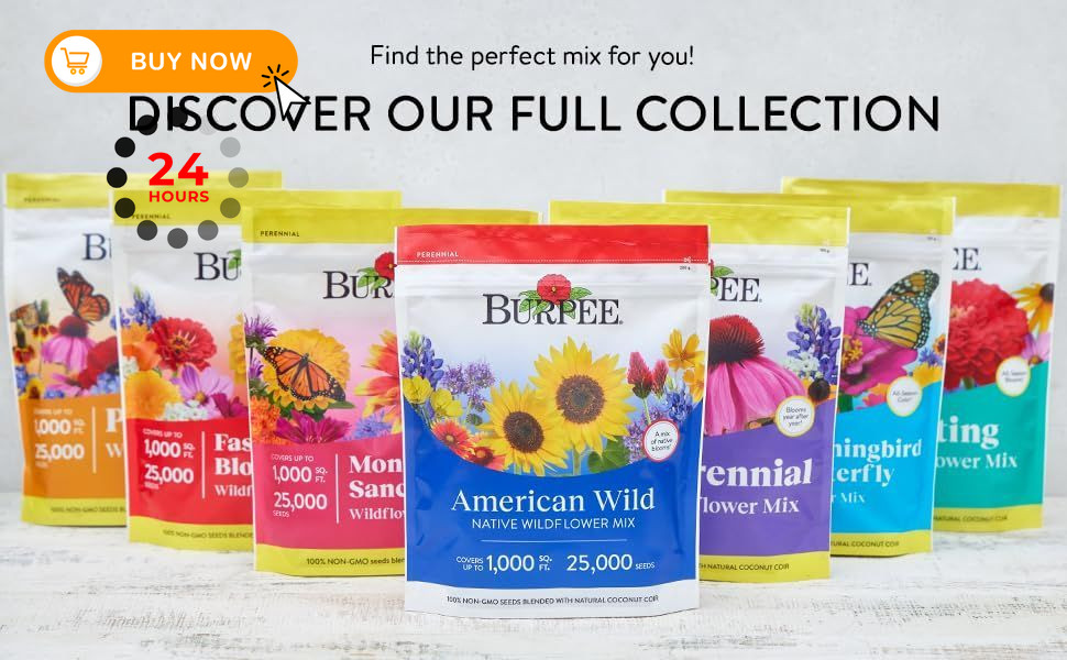Burpee Wildflower 25,000 Bulk, 1 Bag | 18 Varieties of Non-GMO Perennial Mix