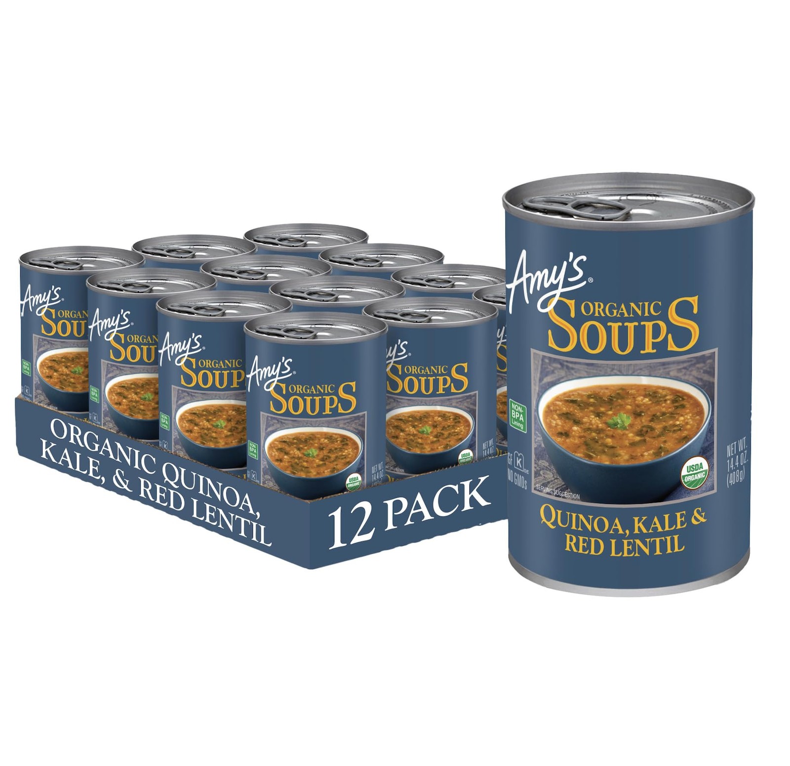 Soup, Vegan, Gluten Free, Organic Kale, Quinoa and Red Lentil, 14.4 Ounce (Pa…